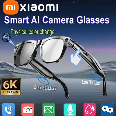 Xiaomi New Smart Glasses Camera Wearable Camera Wireless Calls Earphones Bluetooth 5.4 Voice Assistant Color Change Lenses 2025