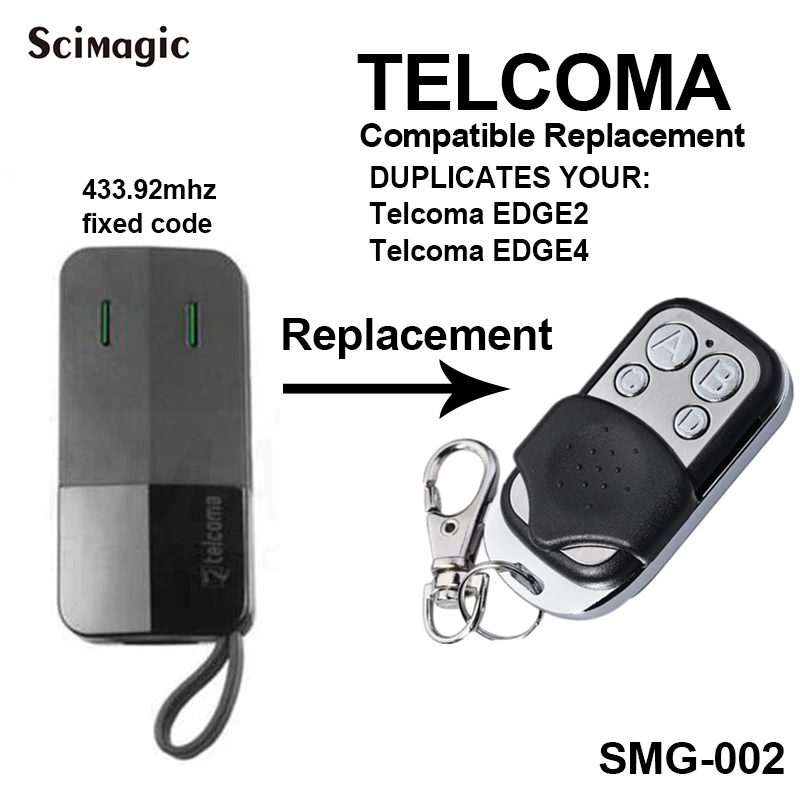 433,92 MHz TELCOMA EDGE 2, EDGE 4 Garagentor-Fernbedienung 433,92 MHz Festcode-Sender Tor-Schlüsselanhänger Image