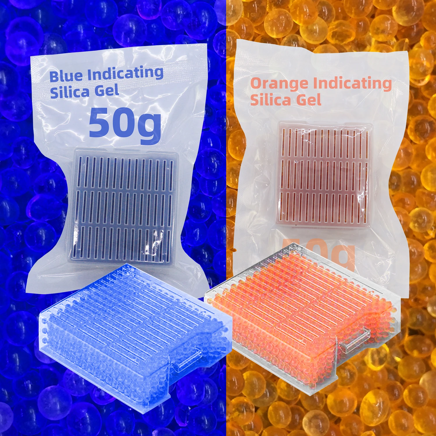 50g Blue Orange Waterproof Reusable Silica Gel Beads Bottles Moisture Absorber Electronic Product Desiccant Dehumidifie