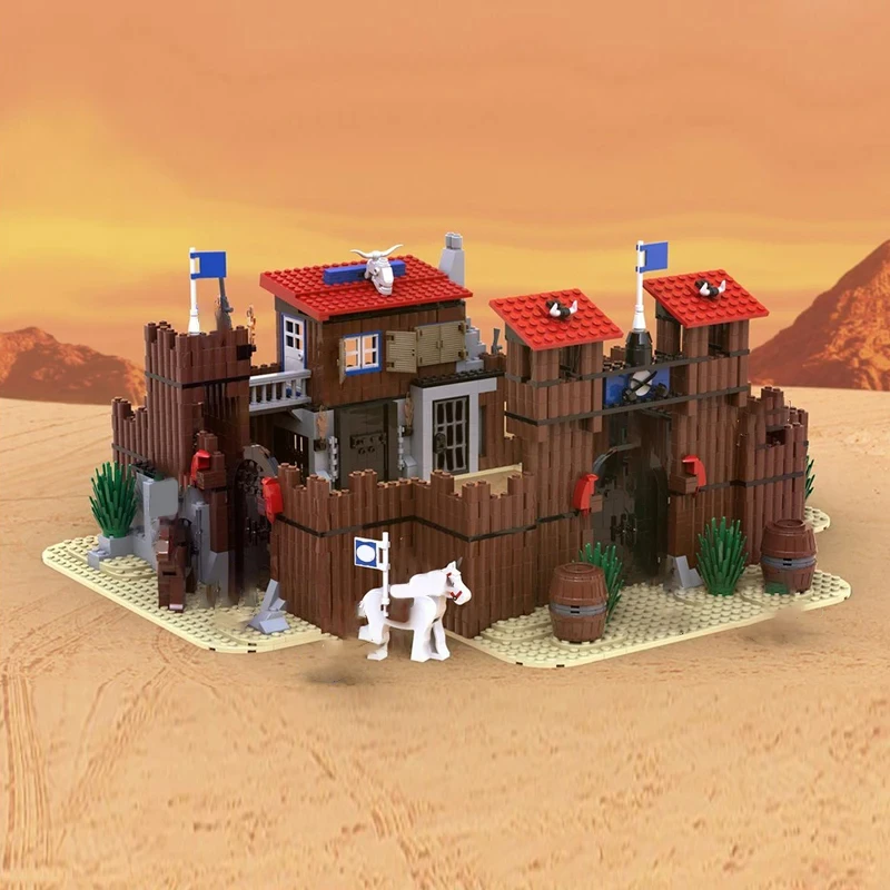 1292PCS MOC Wild West Fortress Stil Gebäude Modell Montage DIY Baustein Spielzeug kinder Geburtstag Geschenk Image