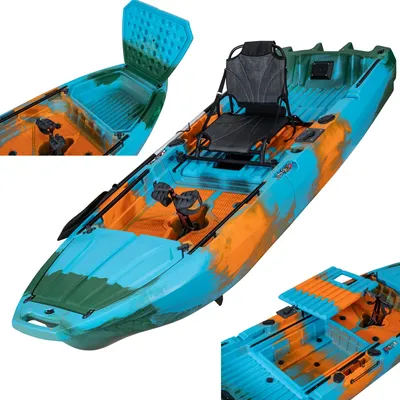 Single Popular 10FT Kayak Fishing Canoe Wholesale with One Seat Ultar-Wide Modular Two Sections Pedal Fishing Kayak