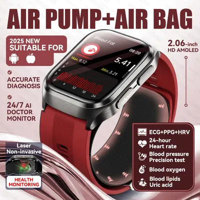 Neue Airbag-Luftpumpe AI Doctor Diagnose genau den EKG-Blutdruck Blutsauerstoff Harnsäure Blutfetttemperatur BT-Anruf Smart Watch