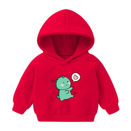 Ketyyh-chn99 Baby Boys Dinosaurs Hoodie Boy Girls Hoodies for Teen Girls Toddler Outfit Baby Boy Girl Little Sweatshirt Long Sleeve Pullover Kids Winter Clothes Size for 3-4 Years Red