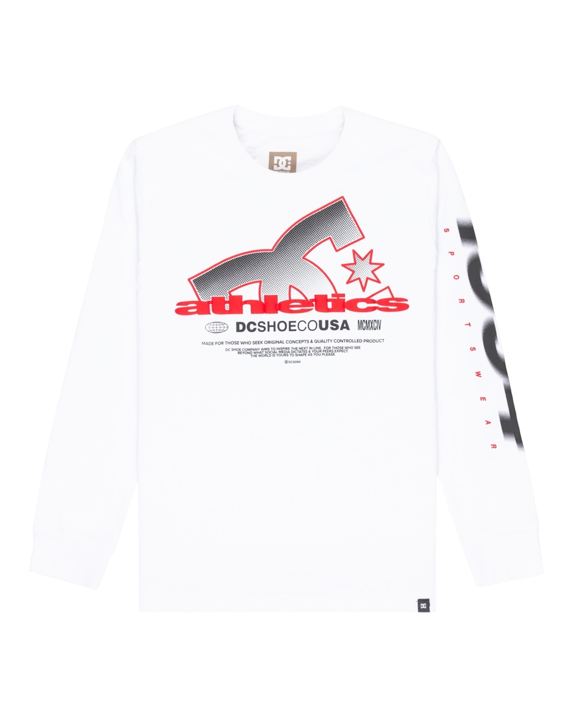 Langarmshirt DC SHOES "Slathletic", Jungen, Gr. 14(155-164cm), weiß, 75% Baumwolle, 25% Baumwolle, Shirts Langarmshirt