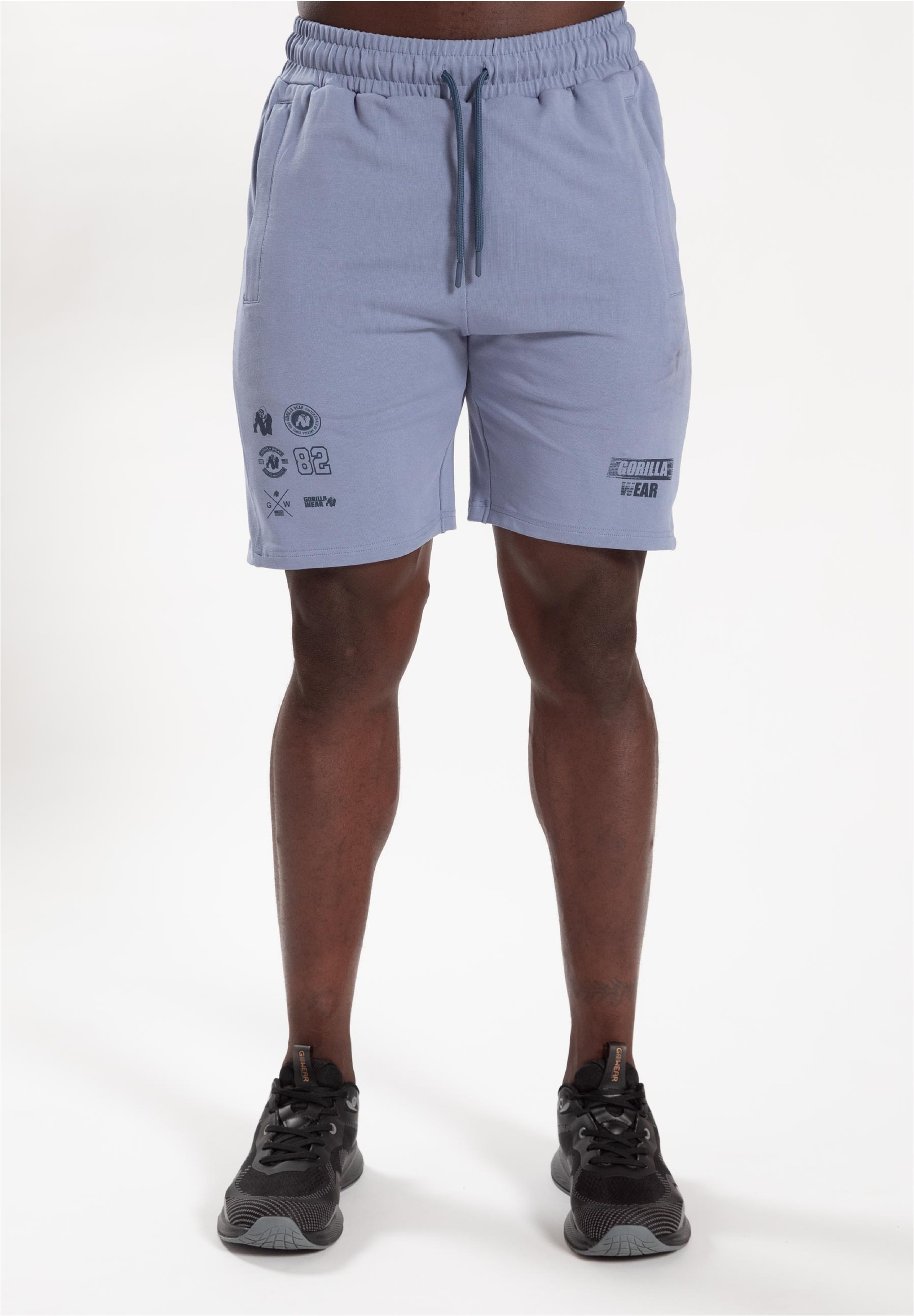 Shorts GORILLA WEAR, Herren, Gr. XL, US-Größen, blau (grau, blau), 95% Baumwolle, 5% Elasthan, bedruckt, kurz, Hosen, mit verstellbarem Kordelzug im Bund Image