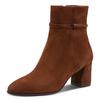 Stiefelette TAMARIS, Damen, Gr. 42, braun (muscat), Ziegenveloursleder, unifarben, elegant, Schuhe, Blockabsatz, Businessschuh, Abendschuh mit Touch it-Ausstattung