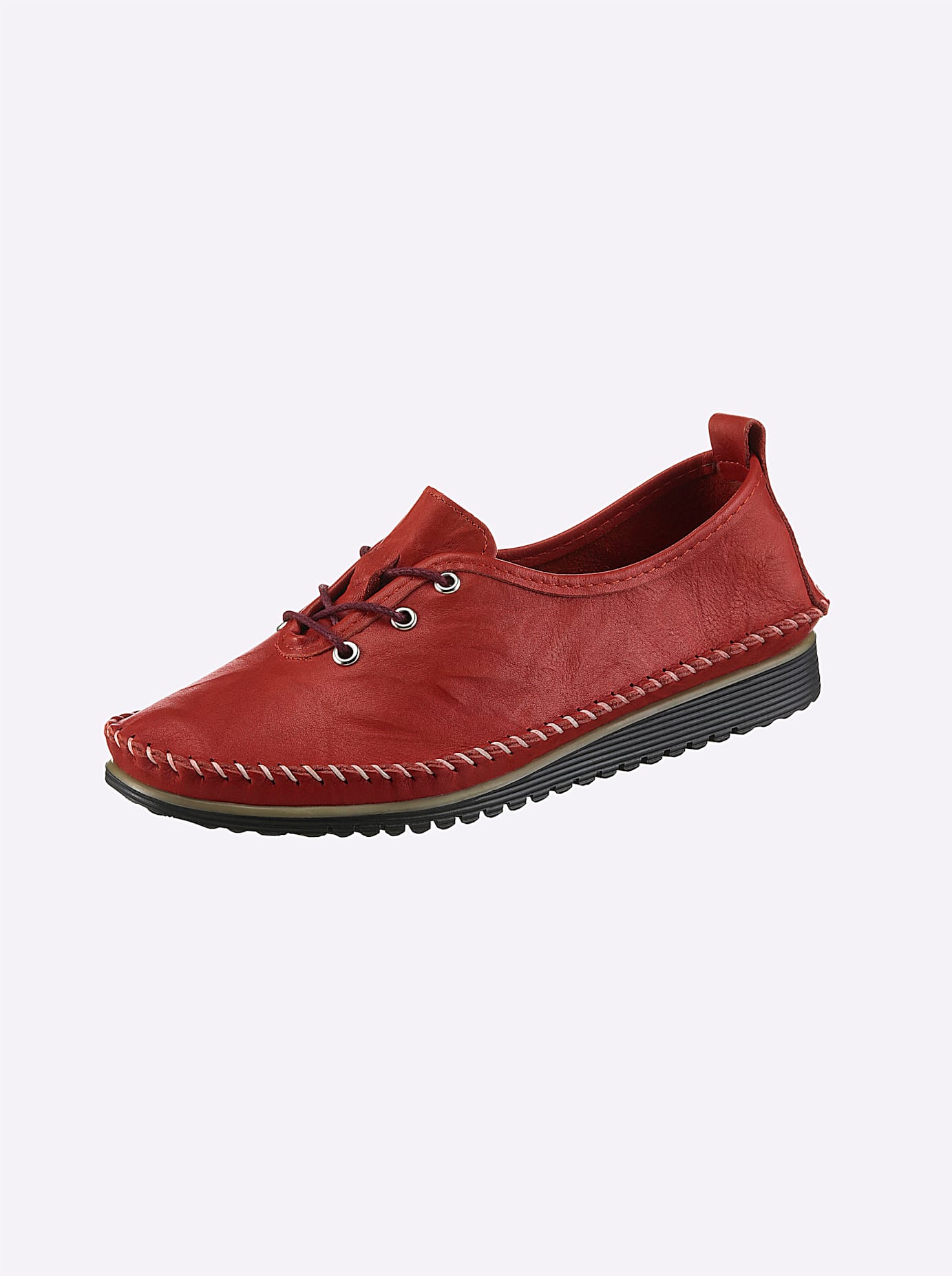 Schnürschuh ANDREA CONTI, Damen, Gr. 40, rot, Glattleder, Leder, Rindsleder, Schuhe
