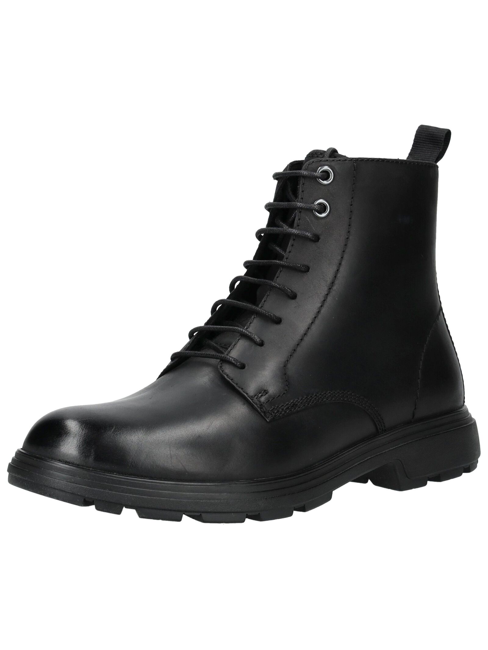 Schnürstiefelette GEOX "Geox Stiefelette Leder", Herren, Gr. 44, schwarz, Leder, Schuhe