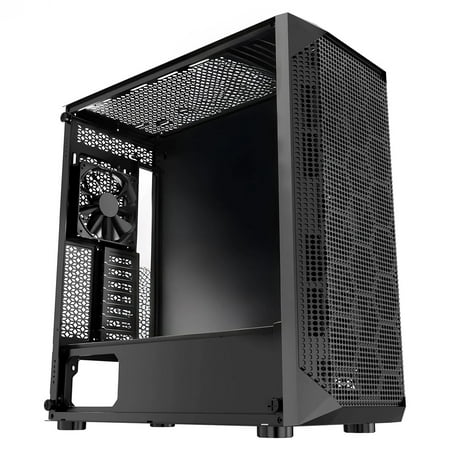 VEVOR PC Gaming Case Mid-Tower Computer Case with High-Airflow Tempered Glass Panel Dust Filter 4 x 120 mm Fans Cable Management for GPU up to 270 mm in Length Compatible with ATX/M-ATX/ITX