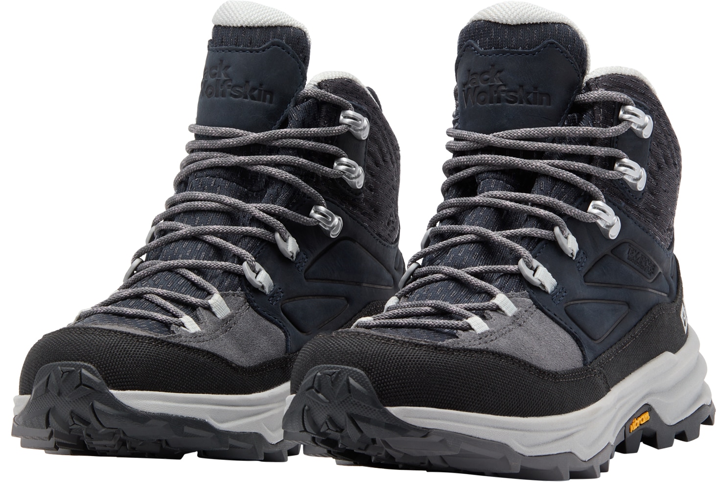 Wanderschuh JACK WOLFSKIN "CYROX TEXAPORE MID W", Damen, Gr. 37,5, grau (graphite), Synthetik, Textil, Schuhe Wanderschuh, Wasserdicht, Trekkingschuh