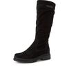 Stiefel TAMARIS, Damen, Gr. 39, Normalschaft, schwarz, Veloursleder, unifarben, modisch, Schuhe, Blockabsatz, Langschaftstiefel mit slouchy Falten am Schaft