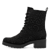 Schnürstiefelette MARCO TOZZI, Damen, Gr. 37, schwarz, Textil, modisch, Schuhe, Blockabsatz, Schnürboots mit funkelnden Strasssteinen besetzt
