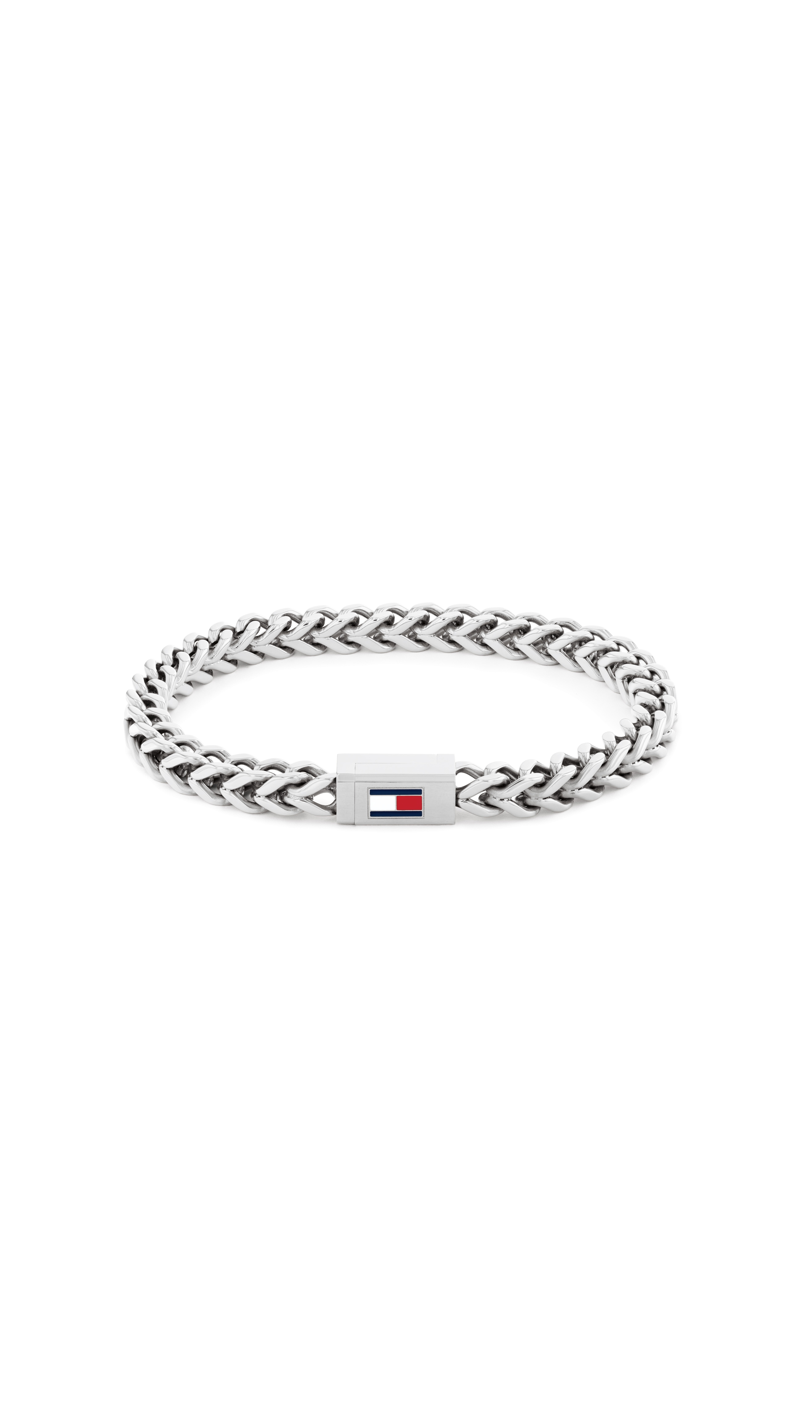 Armband TOMMY HILFIGER "BRAIDED METAL BRACELETS", edelstahlfarben, blau, weiß, rot, Armbänder, 19cm, Edelstahl Image