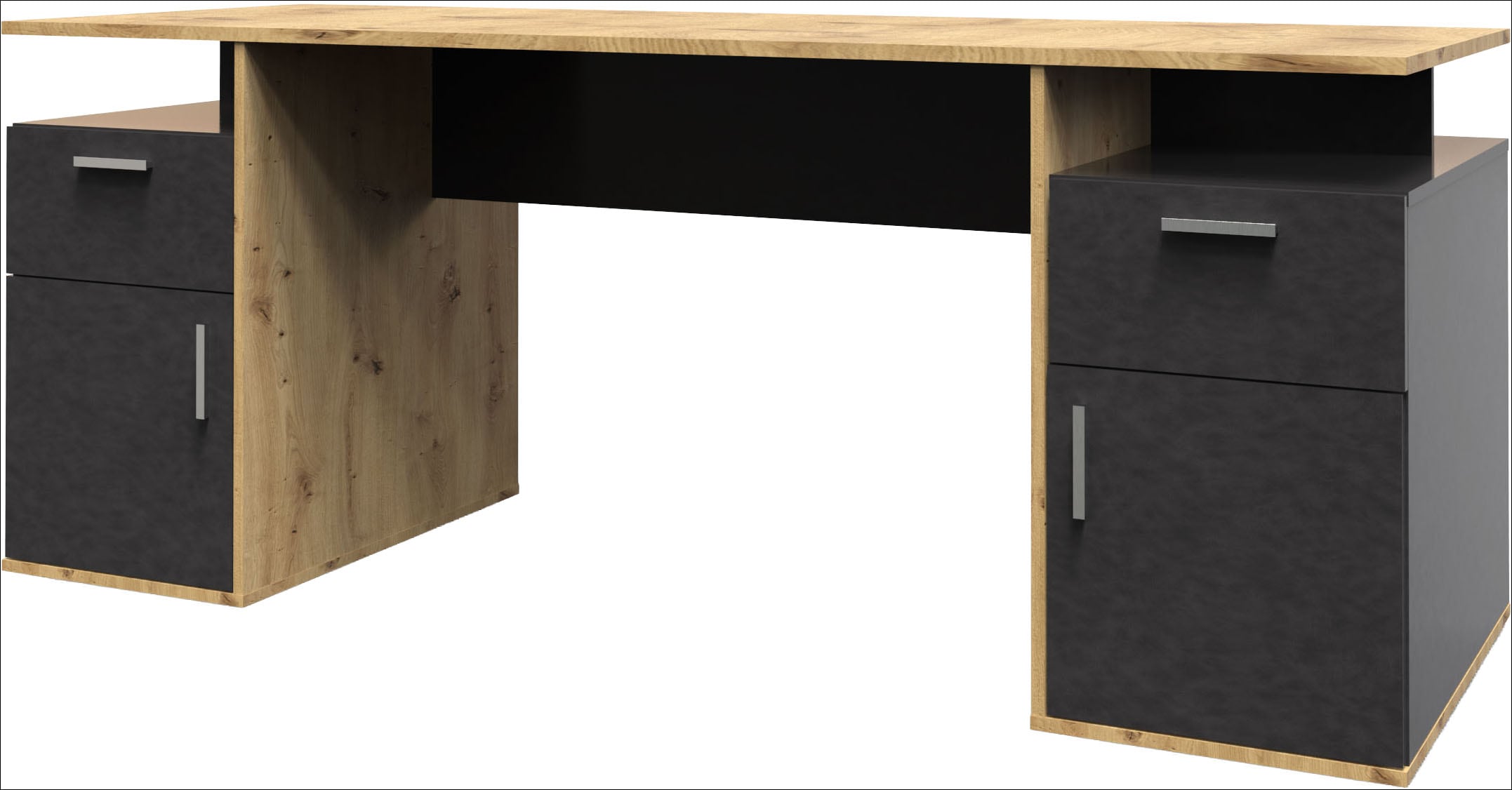 Schreibtisch FMD "Levi 101", artisan eiche, matera, artisan eiche, matera, eiche, B:185,1cm H:75cm T:67,5cm, Tische, Schreibtisch