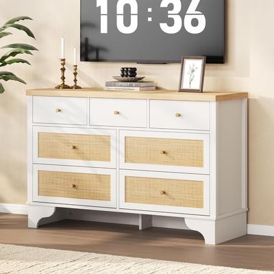 7 Drawers Dresser, 47.3'' Wide Wood Chest of Drawers with Sturdy Base