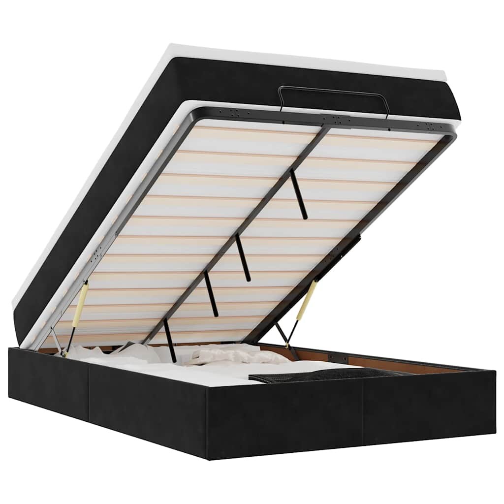 vidaXL Ottoman-Bett mit Matratze Schwarz 120x200 cm Samt Image