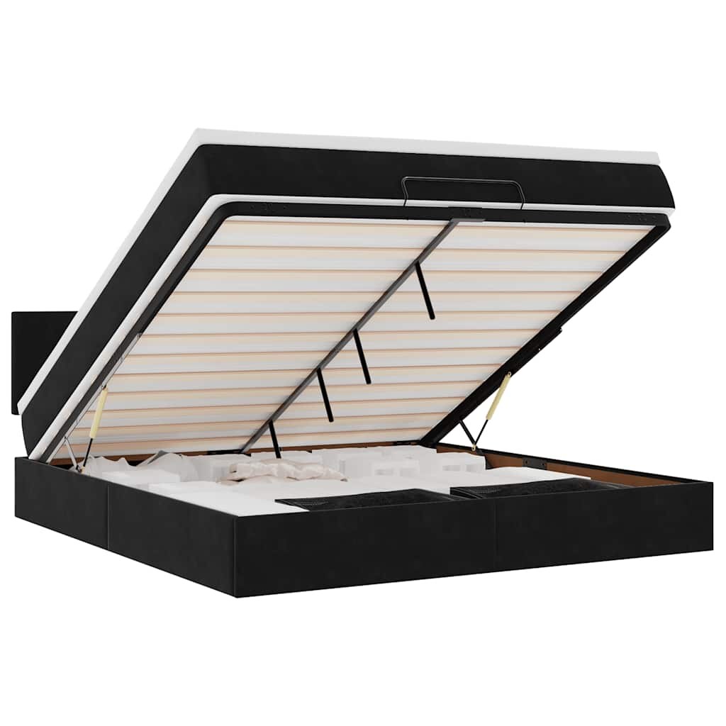 vidaXL Ottoman-Bett mit Matratze Schwarz 160x200 cm Samt Image