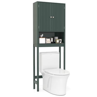 Costway Over The Toilet Storage Cabinet with Fluted Doors-Green