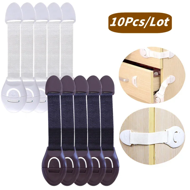 10/5 PCS Kinder Sicherheit Schrank Schloss Baby Sicherheit Schutz Schublade Tür Schrank Schlösser Kunststoff Kinder Sicherheit Türschloss riemen Image