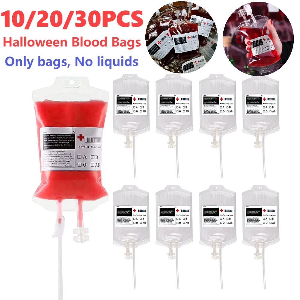 10-30PCS Halloween Blut Taschen Vampire Cosplay Horror Prop 350ml Alkohol Saft Energie Trinken Tasche Halloween party Dekoration Image