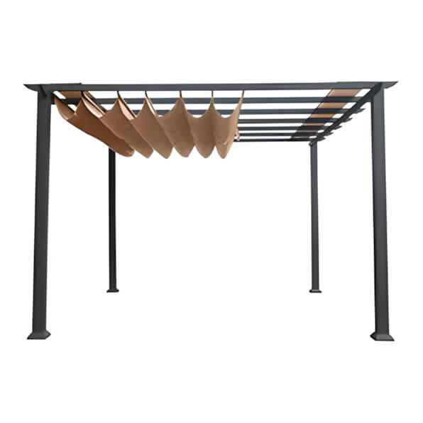 Paragon Outdoor 11 x 11 ft. Florence Soft Top Aluminum Pergola (Grey Frame / Cocoa Canopy)