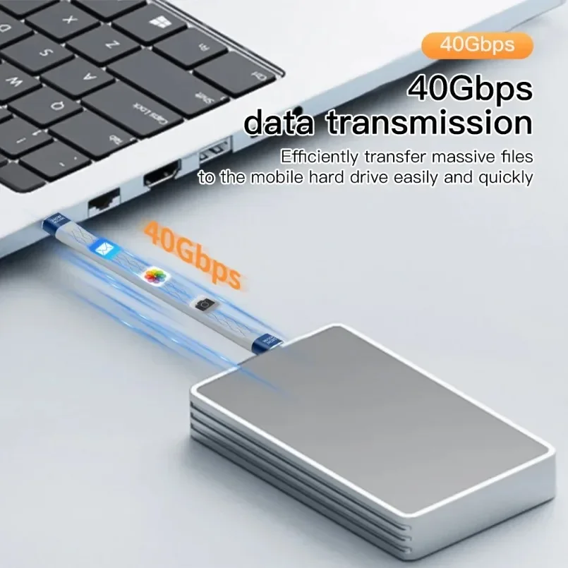 240 W 40 GB kurzes USB-C-auf-USB-C-Kabel, schnelles Aufladen, Typ-C-Kabel, 40 Gbit/s Datenübertragung, 8K flaches, schlankes FPC-Datenlade-Verlängerungskabel Image