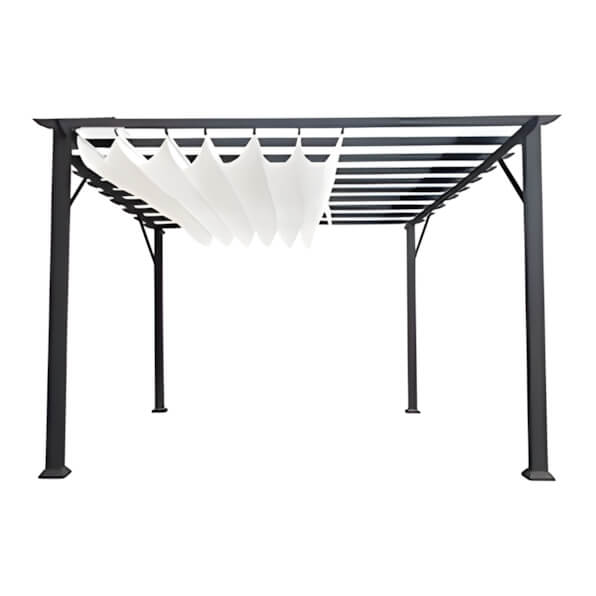 Paragon Outdoor 11 x 16 ft. Florence Soft Top Aluminum Pergola (Grey Frame / Off White Canopy)