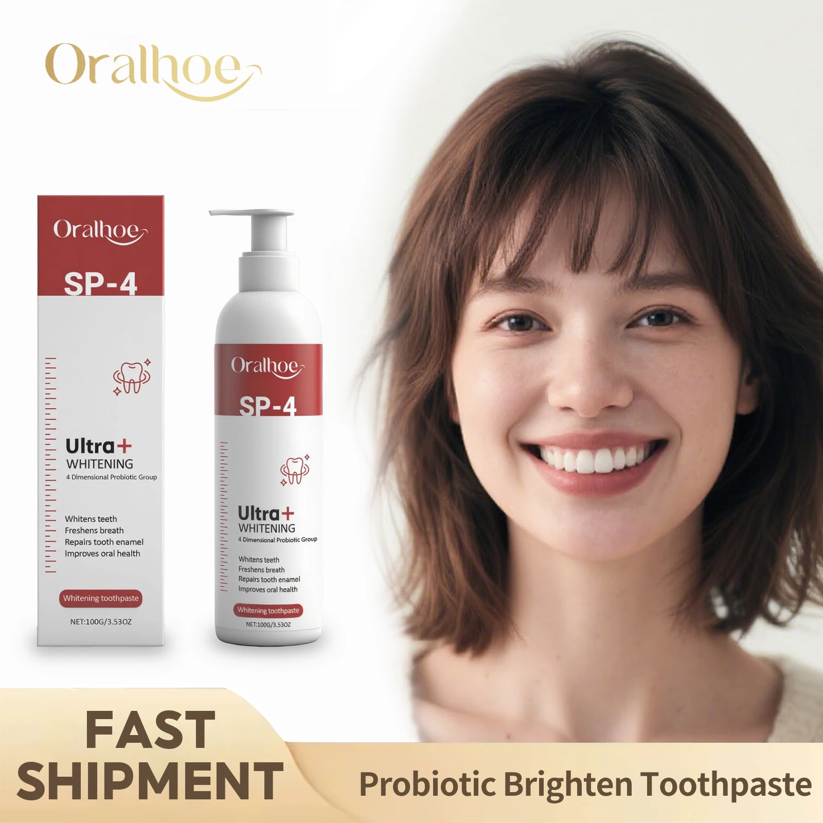 Probiotische Zahnpasta SP-4 Zahnaufhellung, Plaque-Flecken entfernen, gelbe Zähne verbessern, Mundgeruch reduzieren, Zahn- und Mundhygienereinigung Image