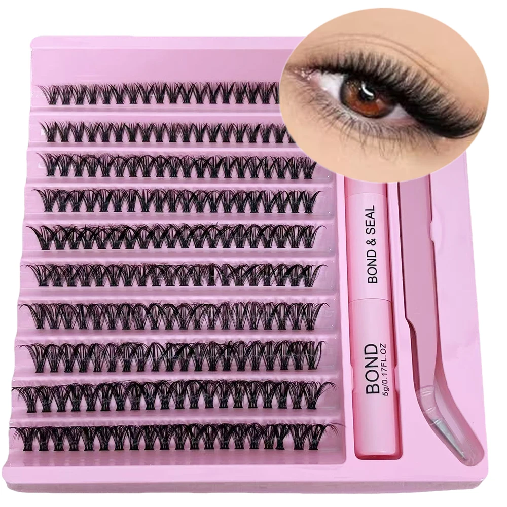 200 Stück einzelnes Cluster-Set für falsche Wimpern, Wimpern aus Kunstnerzfell, flauschig und natürlich, gemischte Länge 10–16 mm Image