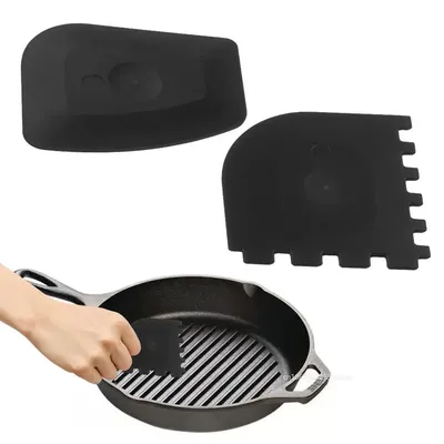 2pcs/set Grill Pan Scrapers Cast Iron Skillets Frying Pan Cleaners Scraper Cast Iron Pot Kitchen Cleaning Scraper Kitchen Tools