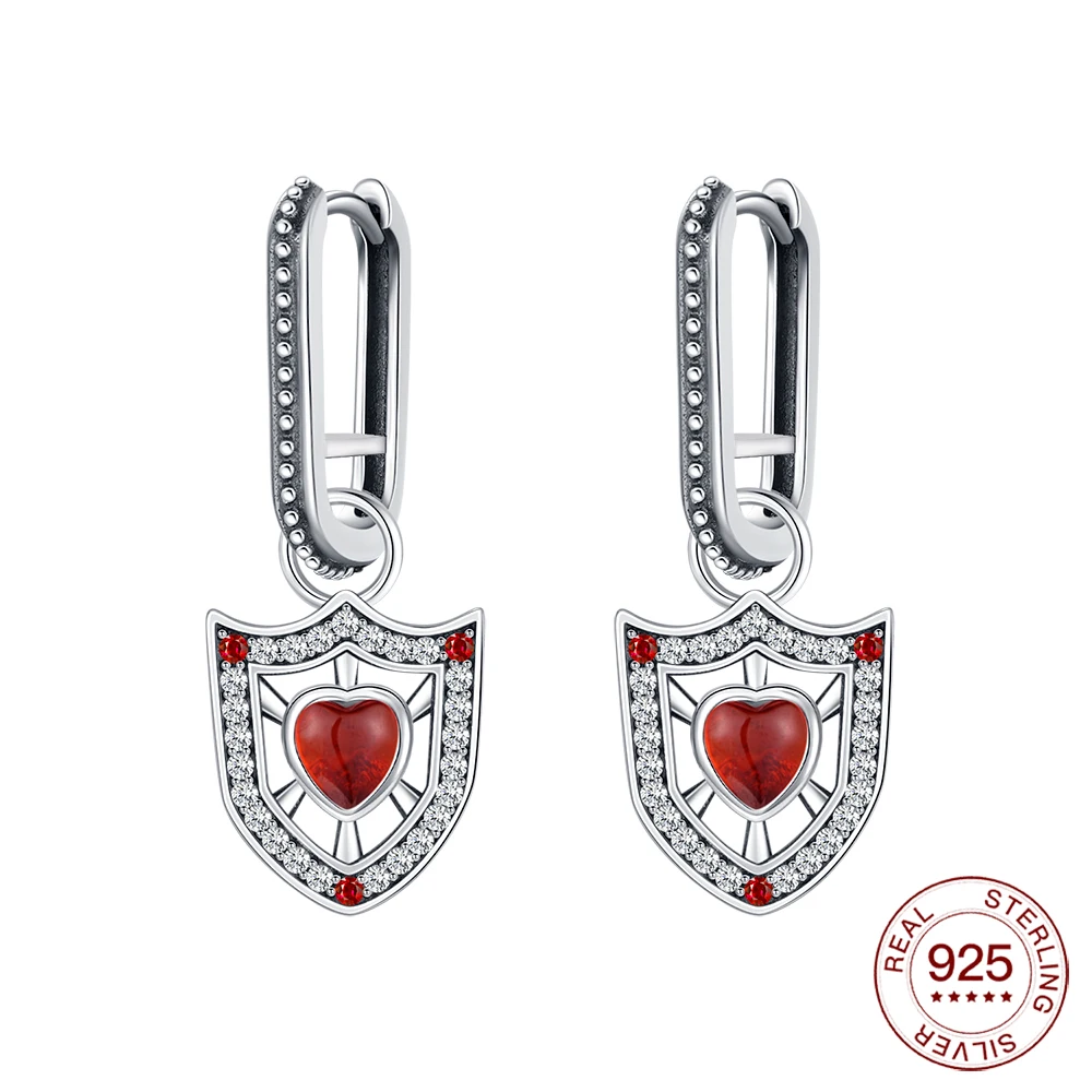 S925 Sterling Silber Herzförmige Schild Ohrringe Heiße Neue Original Schmuck Mode Klassische Ohrring Elegante Tägliche Gfit Für Frauen