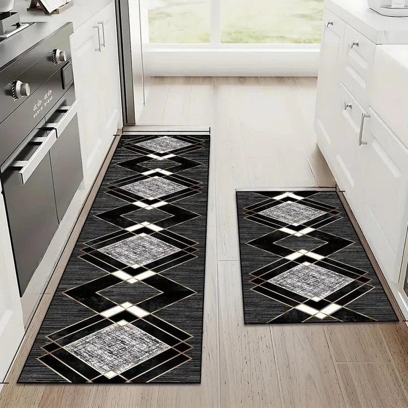 Modern Rhombus Design Kitchen Mat Entrance Doormat Decor Corridor Balcony Rugs Bathroom Anti-slip Foot Mat Bedroom Beside Carpet