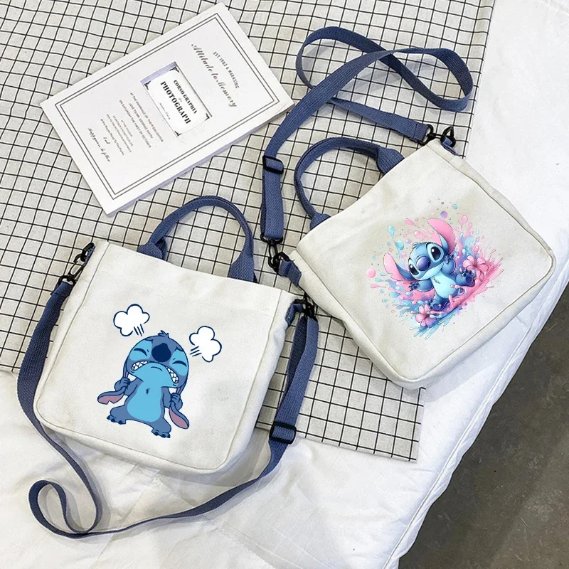 Borsa a tracolla in tela Stitch Borse a tracolla a tracolla per piccoli studenti dei cartoni animati Borsa da donna carina Regali di compleanno