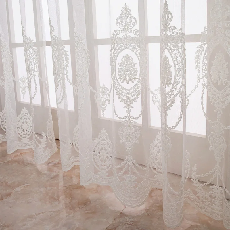 1PC Nordic Fenster Bildschirm Fertiges Produkt Wohnzimmer Schlafzimmer Erker Fenster Weiß Europäischen Gestickte Vorhang Bildschirm
