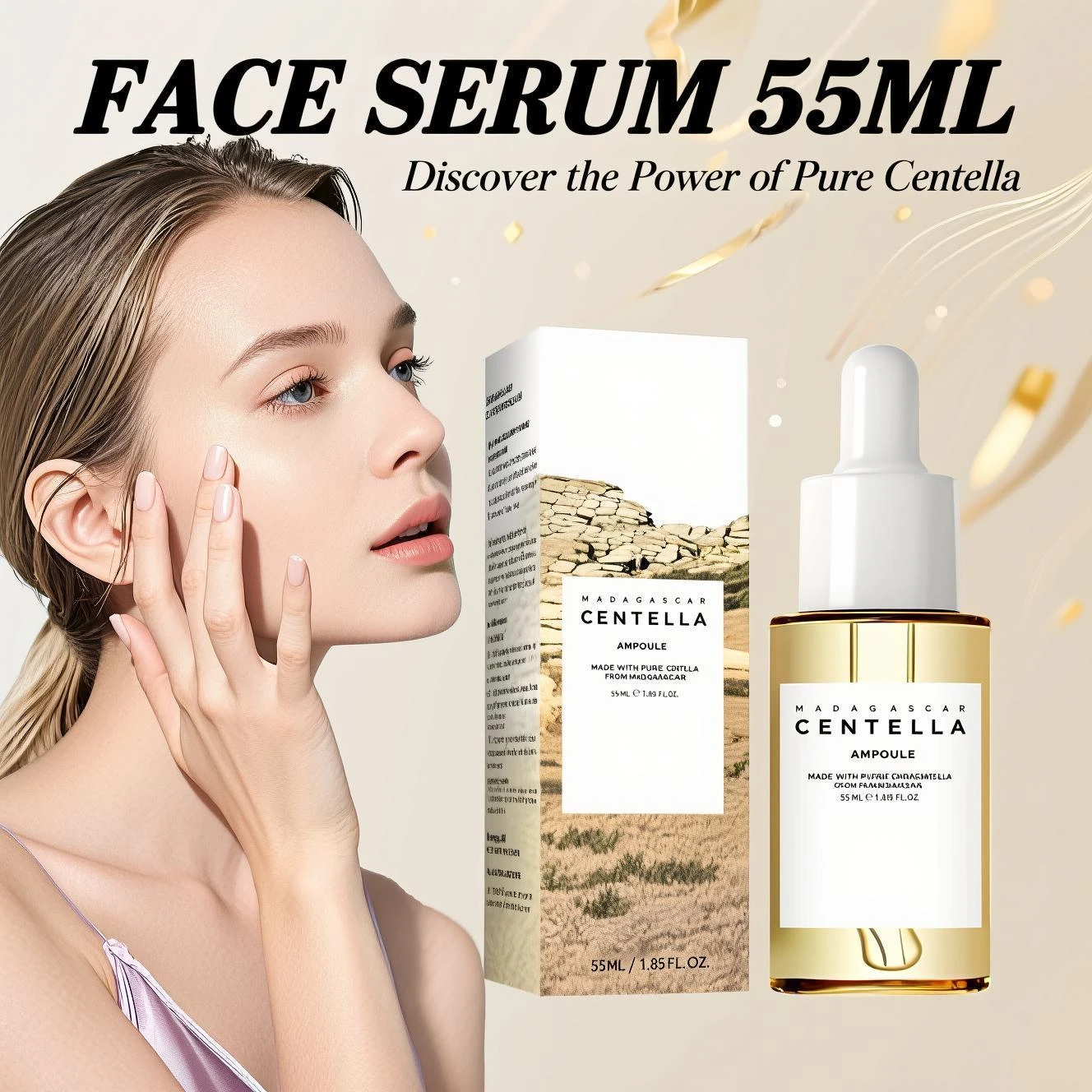 Madagascar Centella Asiatica Serum 55 ml – Beruhigende Formel für empfindliche Haut mit Aknenbekämpfung, tiefe feuchtigkeitsspendende Vorteile für das Gesicht Image