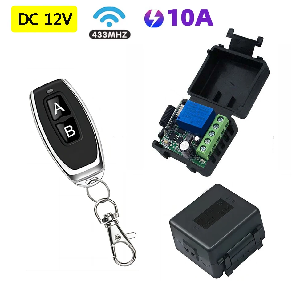 433 Mhz DC 12 V 10A Fernbedienung Drahtlose Schalter Relais Empfänger Mini Modul Fernbedienung Universal für Tor LED garage Tür Image