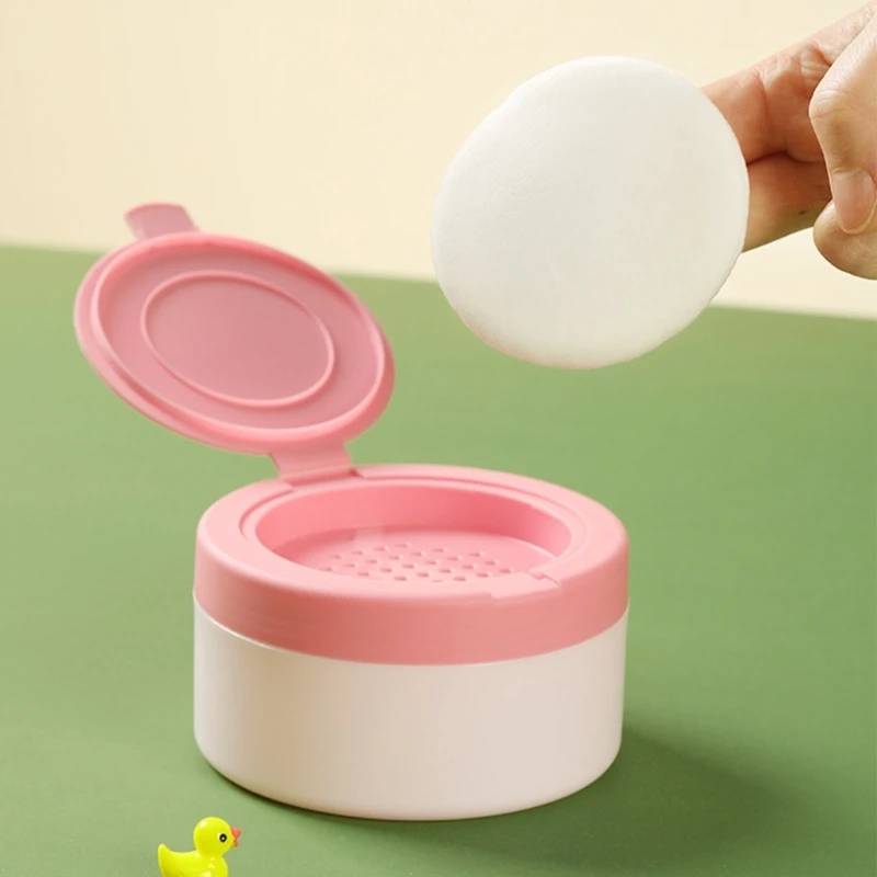 Baby-Hautpflege-Puderquaste-Box, Baby-Puderquaste-Box, sichere Puderquaste-Box für Kleinkinder sorgt für Komfort und Schutz für Kleinkinder Image