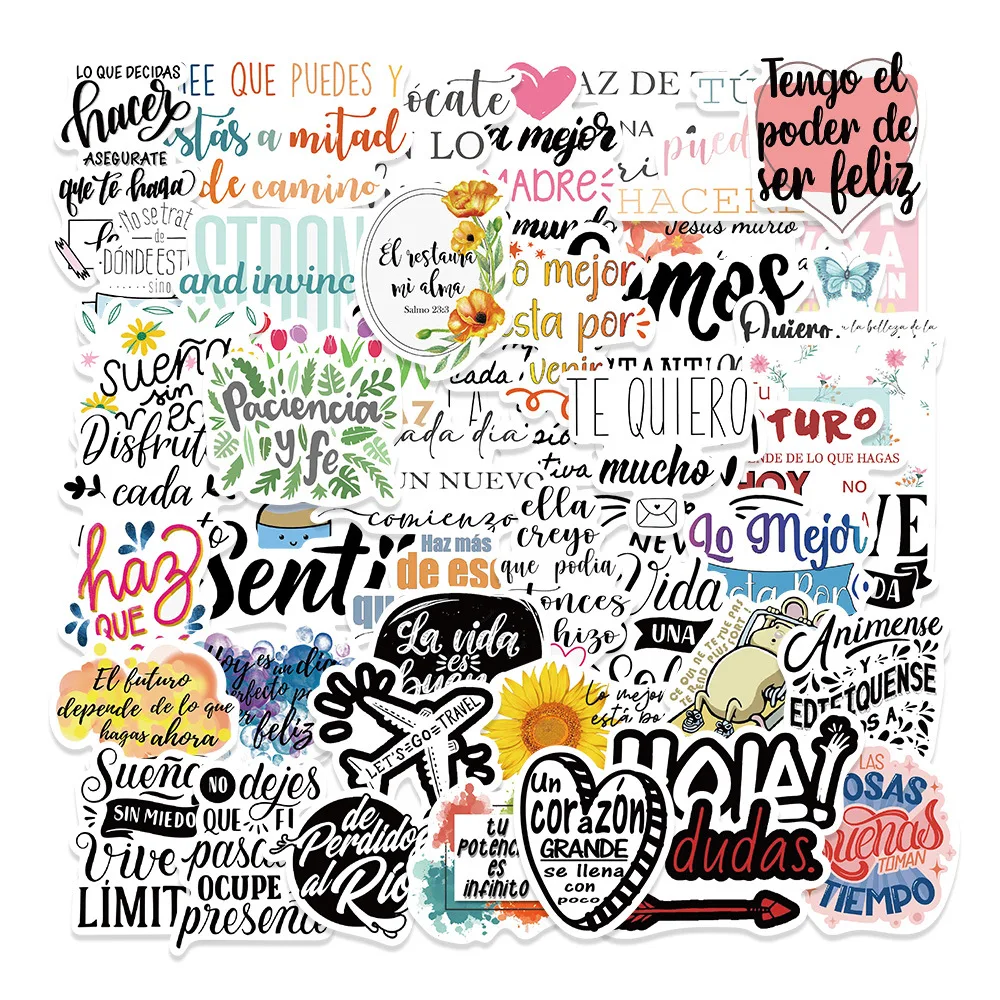 50PCS Spanisch Inspiration Graffiti Aufkleber Telefon Gitarre Laptop Notebook Koffer Tasse Wasserdichte Aufkleber Aufkleber Kinder Spielzeug Image