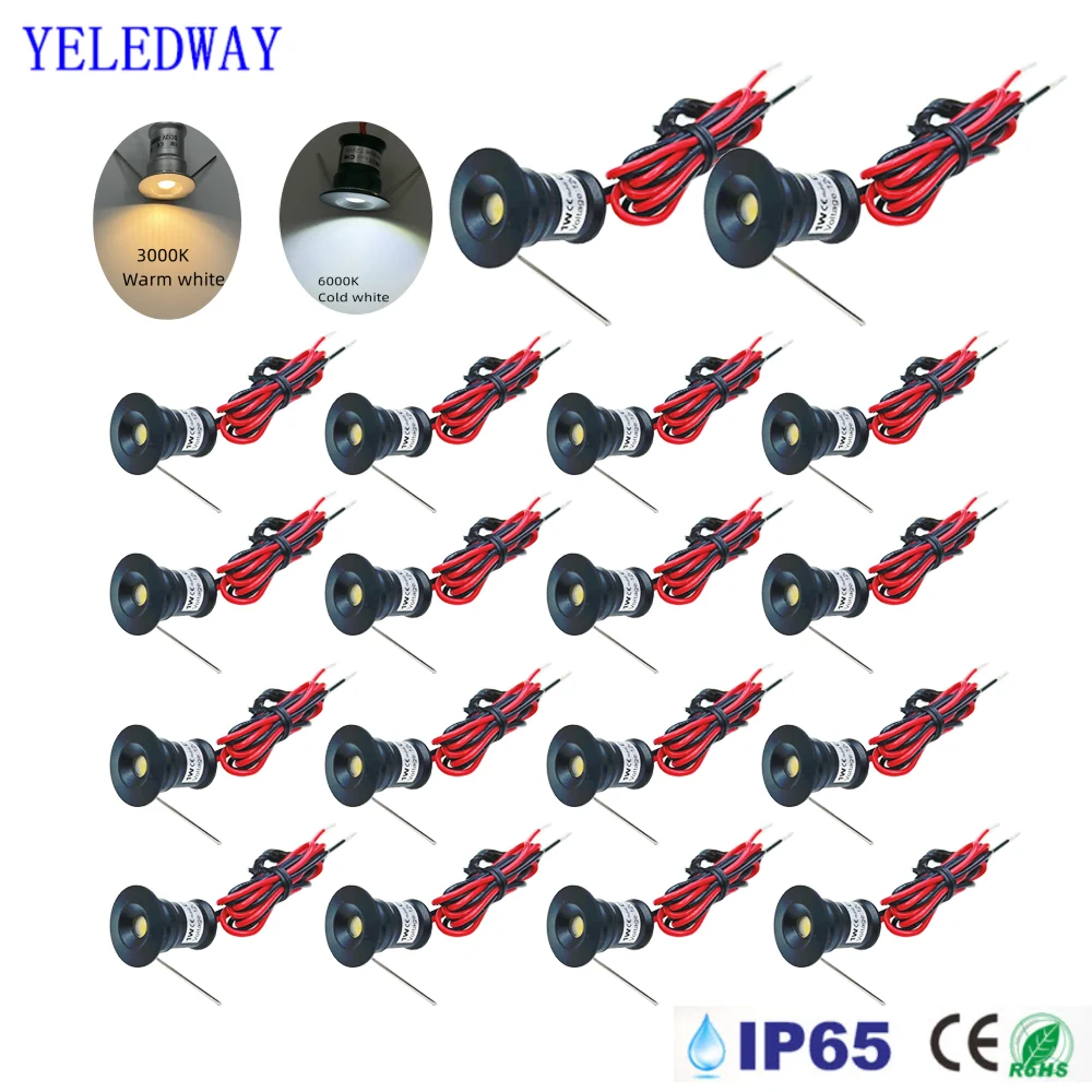 1W LED Strahler Dimmbare Spot Lampen DC12V 15mm Ausschnitt Einbau-downlights IP65 Deckenleuchten Schlafzimmer Schrank Treppen Strahler