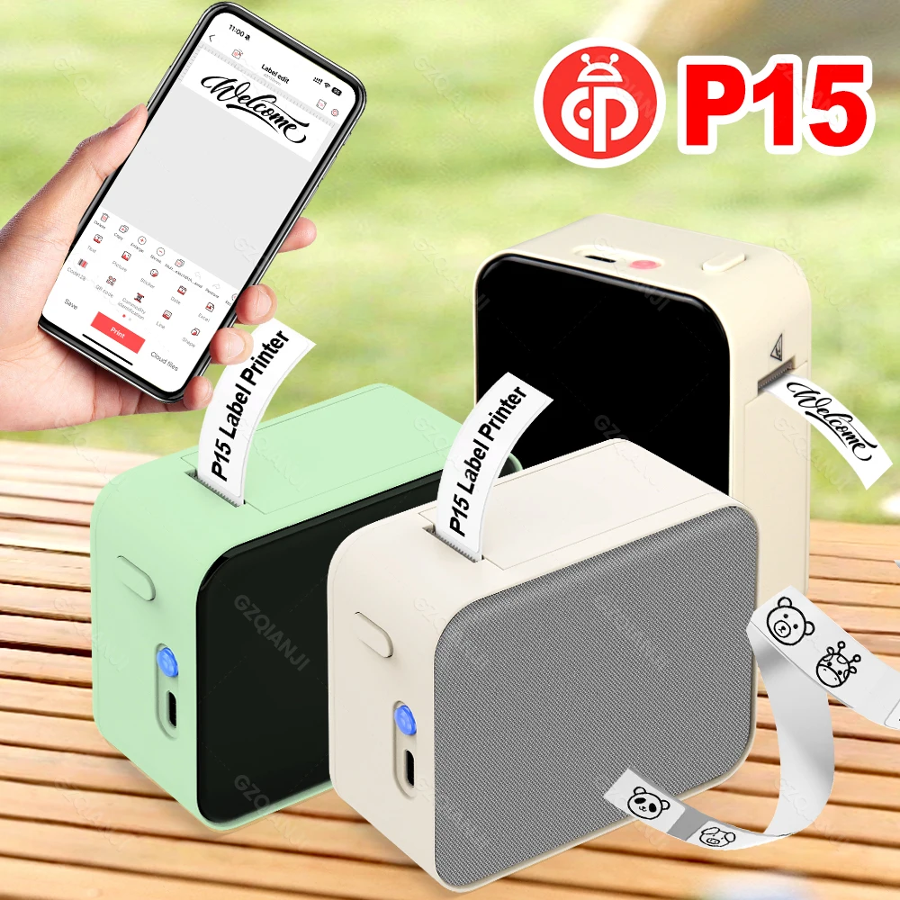 Mini Smart Thermo-Etikettendrucker P15 D110 Bluetooth Tintenloser Sticker Maker Drucker als Geschenk/DIY Kreativ/Markierung für das Schulbüro Image