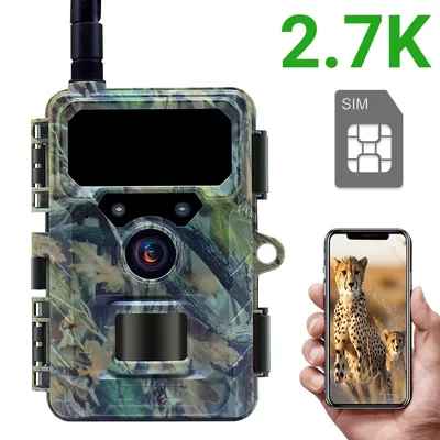 4G LTE Cellular Trail Camera APP Control 2.7K HD Night Vision Motion Activated Waterproof Wildlife Hunting Cameras with SIM Card