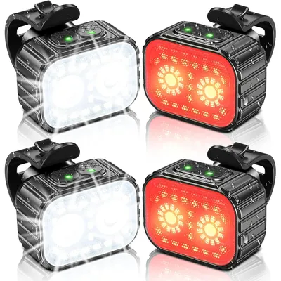 2 Lights Bicycle Lights Front and Rear Bicycle Led Lights Flashlight Rechargeable Bicycle Lights Bicycle Road Bicycle Lights Bicycle Accessories Bicycle Light Set