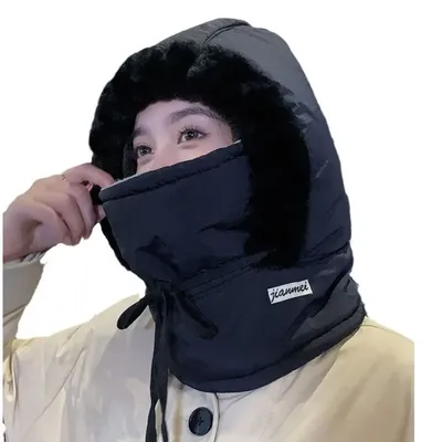 Winter Down Cotton Balaclava Ski Mask Warm 4-in-1 Beanies Cap Dustproof Windproof Pullover Cap Outdoor Skullies & Beanies