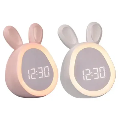 Kids Cute Rabbit Alarm Clock With Night Light USB Charging smart alarm clock Led Digital Alarm Clock For Boys Girls Bedrooms