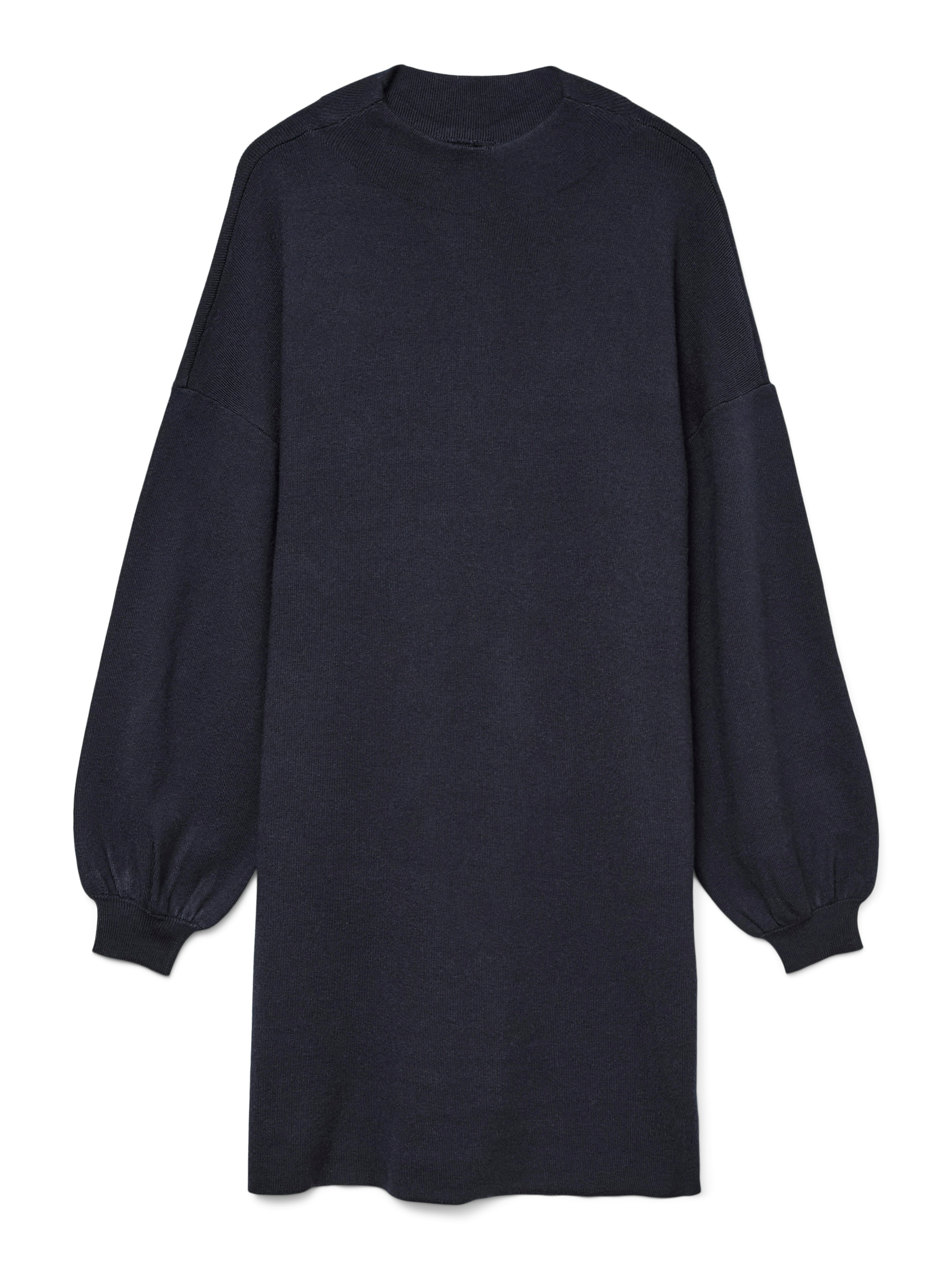 Strickkleid VERO MODA "VMNANCY LS FUNNELNECK DRESS GA NOOS", Damen, Gr. M, N-Gr, blau (navy blazer), Feinstrick, Obermaterial: 52% Viskose, 28% Polyester, 20% Nylon, unifarben, Modisch, loose fit, Rippbündchen, Kleider Image