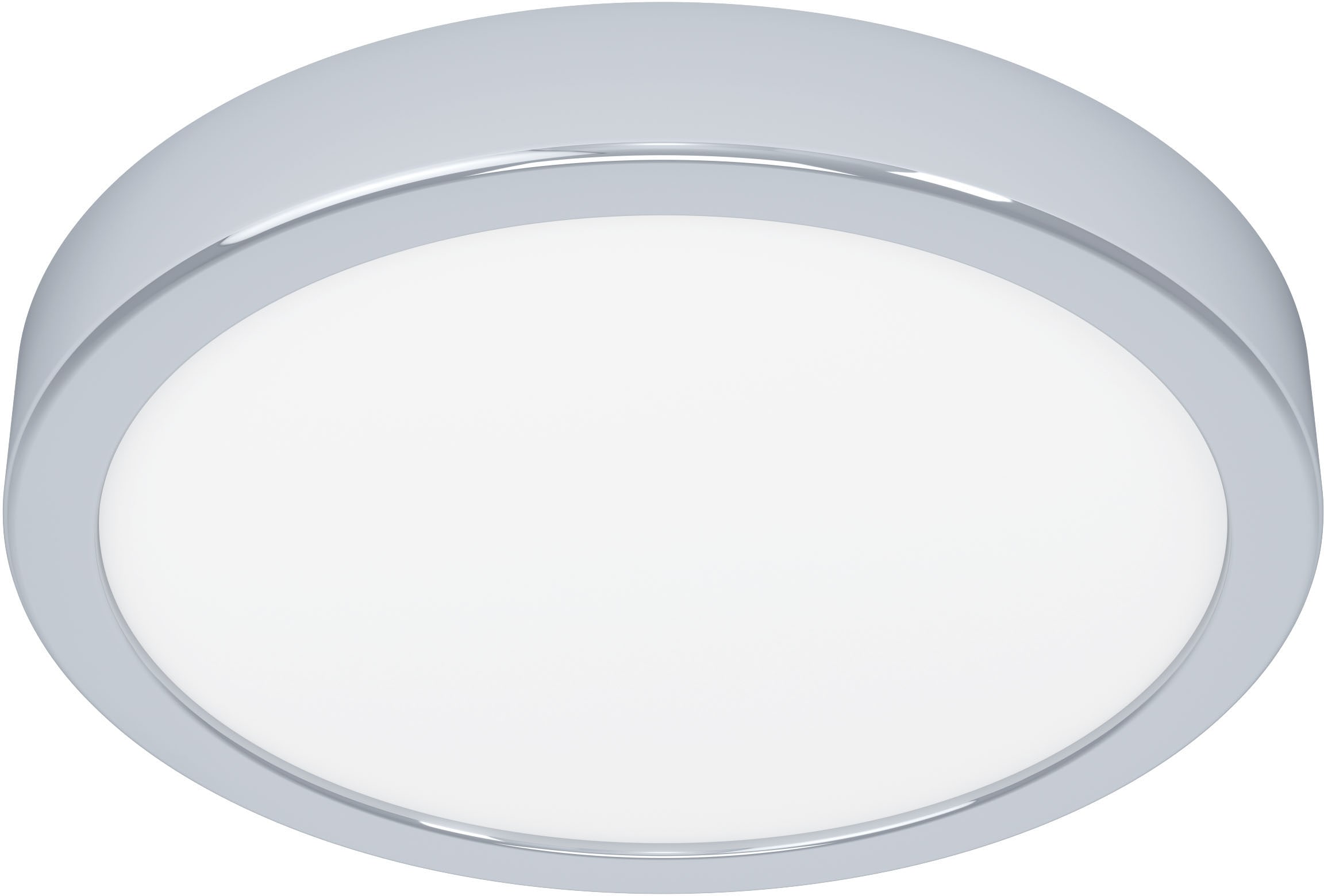 EGLO Deckenleuchte "FUEVA 5 Deckenlampe, geringe Aufbauhöhe, 17 Watt, Rund", grau (chromfarben), Ø 21 H: 2,8cm, 1 Stk., Leuchten, Aufbauleuchte, Badezimmer, Bad-Deckenlampe, modern, 28x2,1cm Image