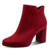 Stiefelette TAMARIS, Damen, Gr. 36, rot, Textil, unifarben, Veloursleder, elegant, Schuhe, Blockabsatz, Abendschuh, Festtagsschuh in veganer Verarbeitung