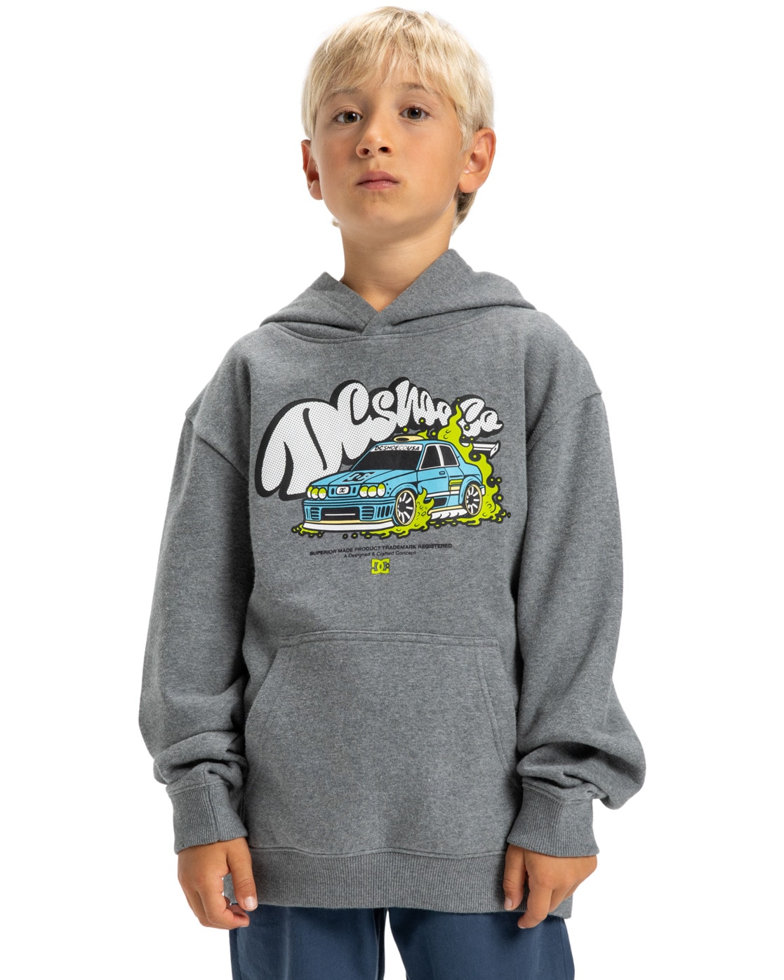 Hoodie DC SHOES "Tire Fire", Jungen, Gr. 14(155-164cm), grau (dunkelgrau heather), Obermaterial: 55% Baumwolle, 25% Baumwolle, 20% Polyester;, Sweatshirts Hoodie