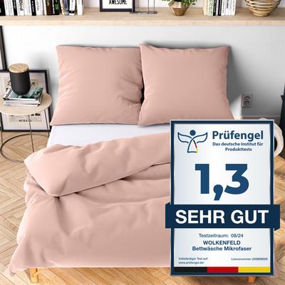 Bettwäsche WOLKENFELD "Allergiker Bettwäsche, unfassbar weich", rosa, B/L: 220cm x 240cm, 2 St., Microfaser, B/L: 80cm x 80cm & 80cm x 80cm, Microfaser, Obermaterial: 100% Polyester, Bettwäsche, 135x200 cm, 155x220 & Übergrößen I inkl. Kissenbezüge... Image