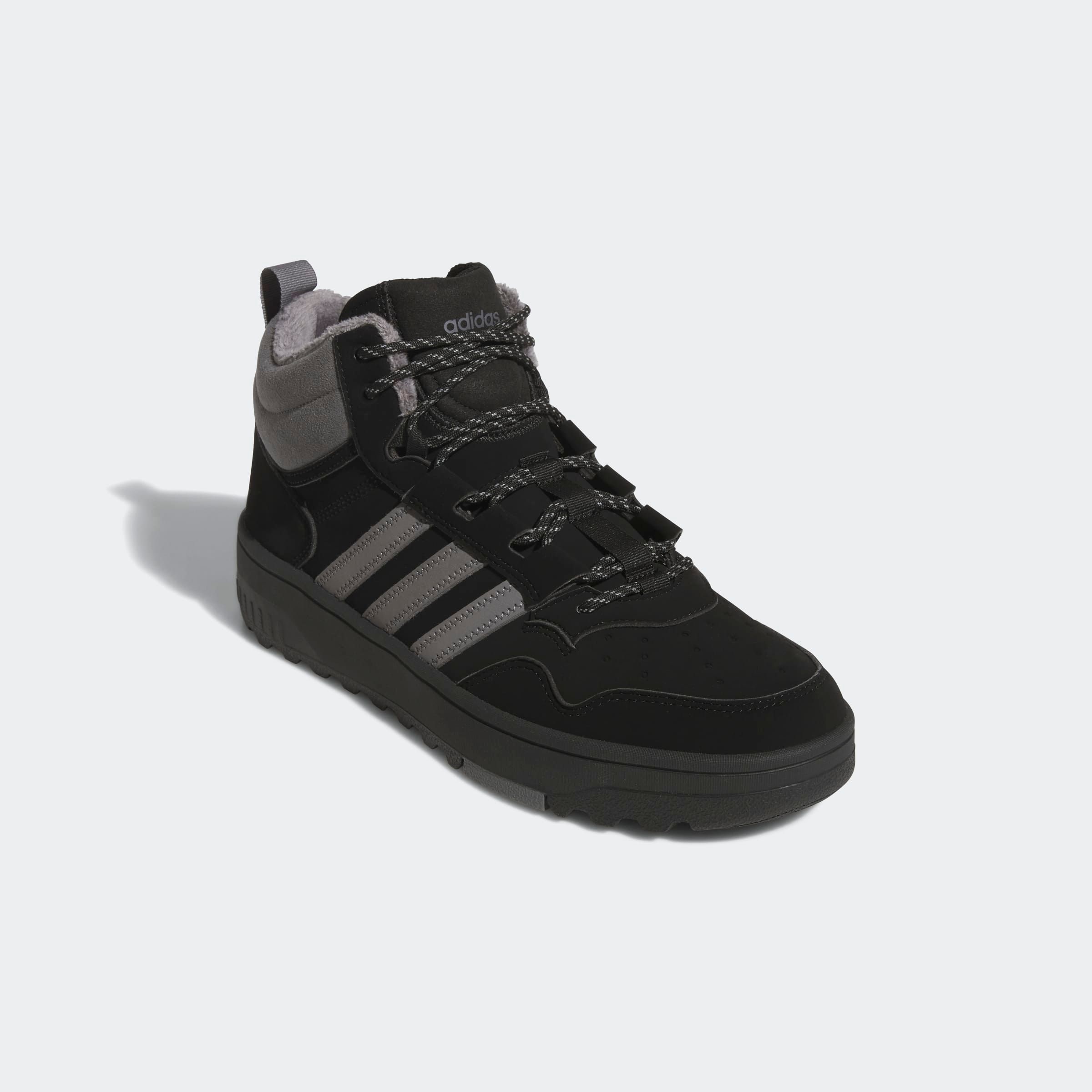 Winterboots ADIDAS SPORTSWEAR "HOOPS 4.0 MID", Damen, Gr. 47, schwarz (core schwarz, grau four, core schwarz), Synthetik, Schuhe, Winterschuhe, Winterstiefel, Snowboots